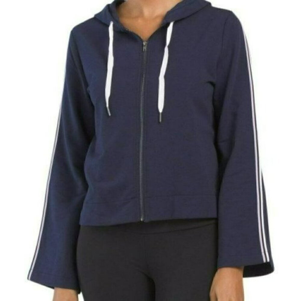 Nwt Splendid Bell Sleeve Cotton Blend Zip-Front Hoodie